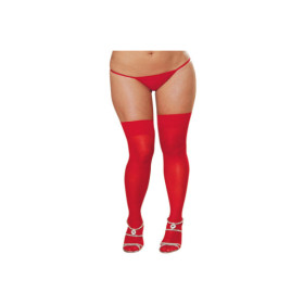 Bas nylon rouges coutures grande taille pour jarretelles 